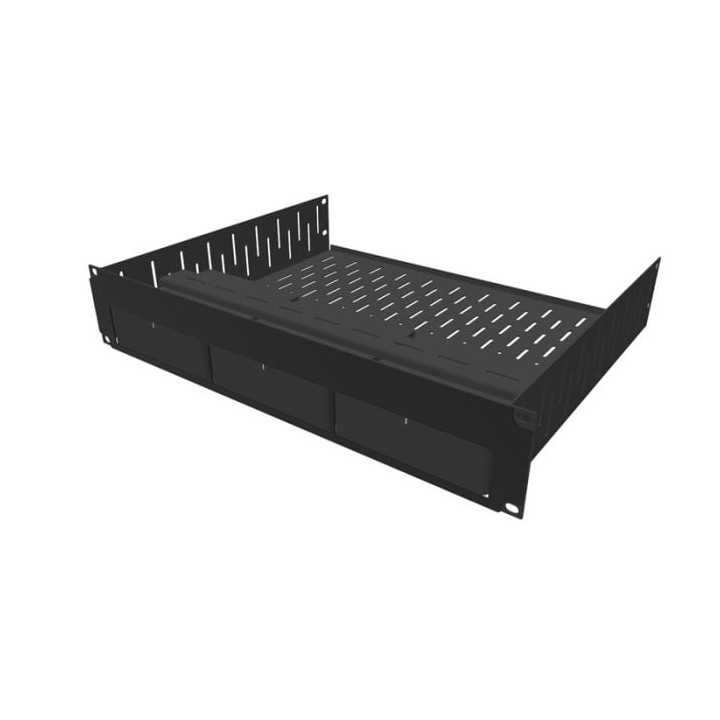 2U Vented Rack Shelf & Magnetic Faceplate For 3 x Sonos Ports