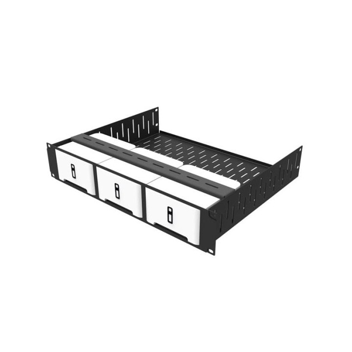 2U Vented Rack Shelf & Magnetic Faceplate For 3 x Sonos Connect