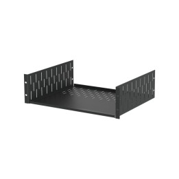 3U Black Clamping Rack Shelf - 367mm Deep