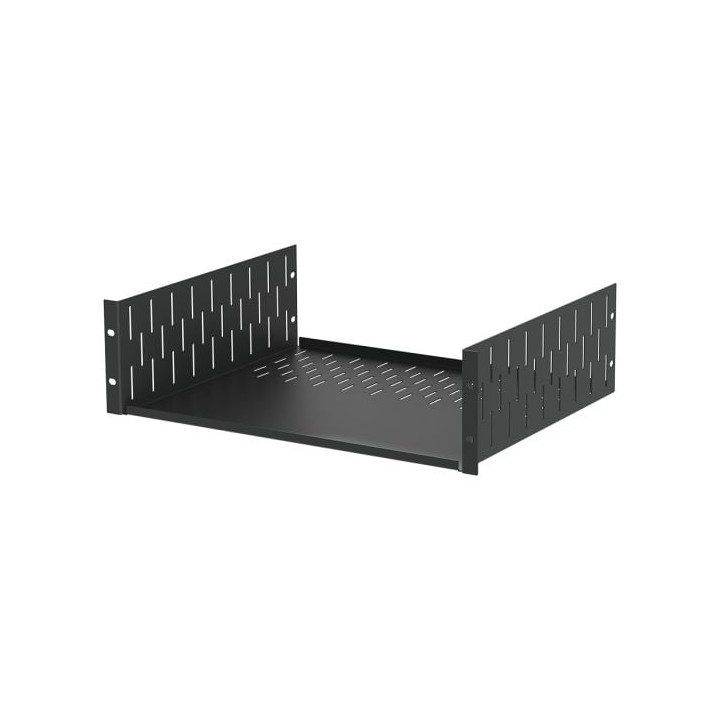 3U Black Clamping Rack Shelf - 367mm Deep