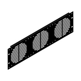 3U Black Flanged Rack Panel with Vents for 3 x Fans