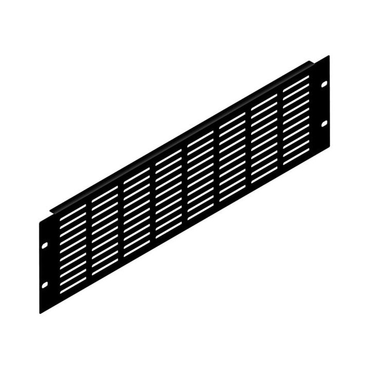 3U Black Flanged Rack Panel with Horizontal Vents