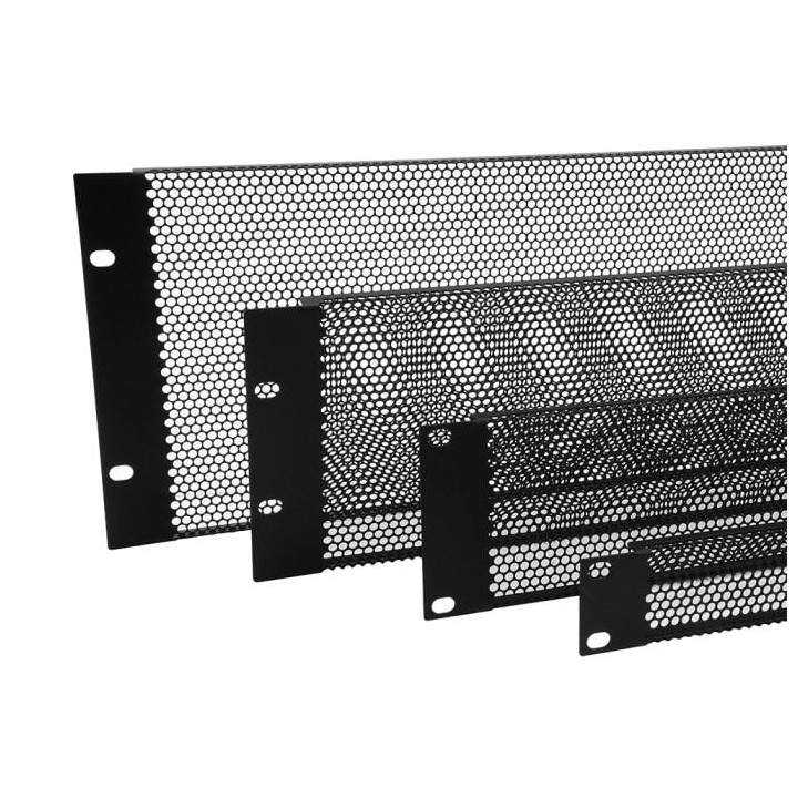 3U Black Fully Perforated Flanged Rack Panel