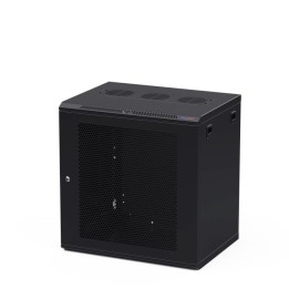 450mm Deep 12U Black Wall Mount Rack with M6 Threaded Rails and Vented Front Door