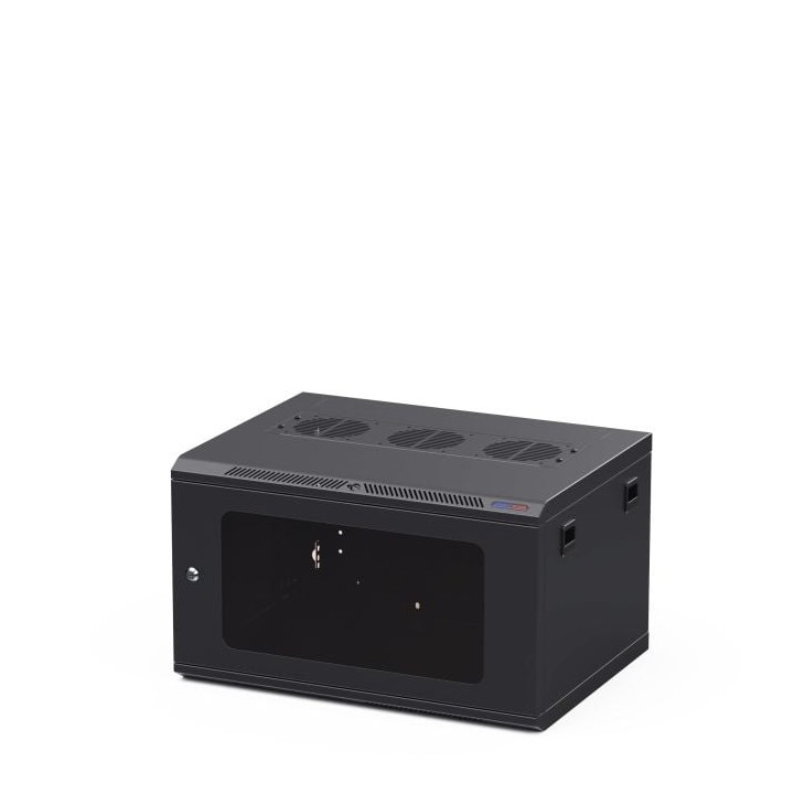 450mm Deep 6U Black Wall Mount Rack with M6 Threaded Rails and Poly Front Door