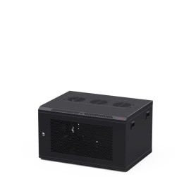 450mm Deep 6U Black Wall Mount Rack with M6 Threaded Rails and Vented Front Door
