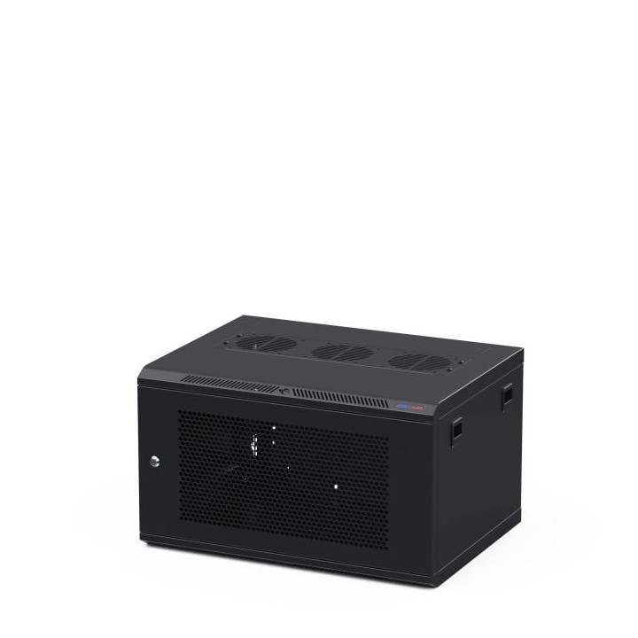 450mm Deep 6U Black Wall Mount Rack with M6 Threaded Rails and Vented Front Door