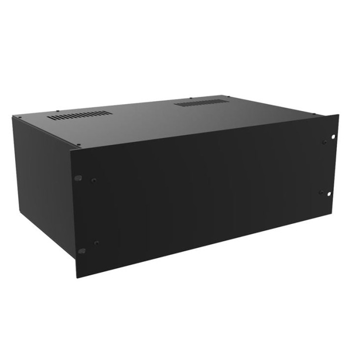 4U Black 300mm Deep Rack Box with a Black Aluminium Front Panel