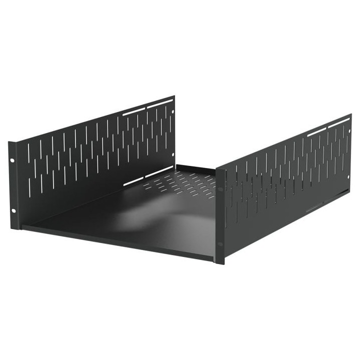 4U Black Clamping Rack Shelf - 600mm Deep