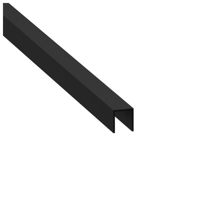 6.5mm Black Plastic Capping Section with 6.3mm Legs - 2m Long