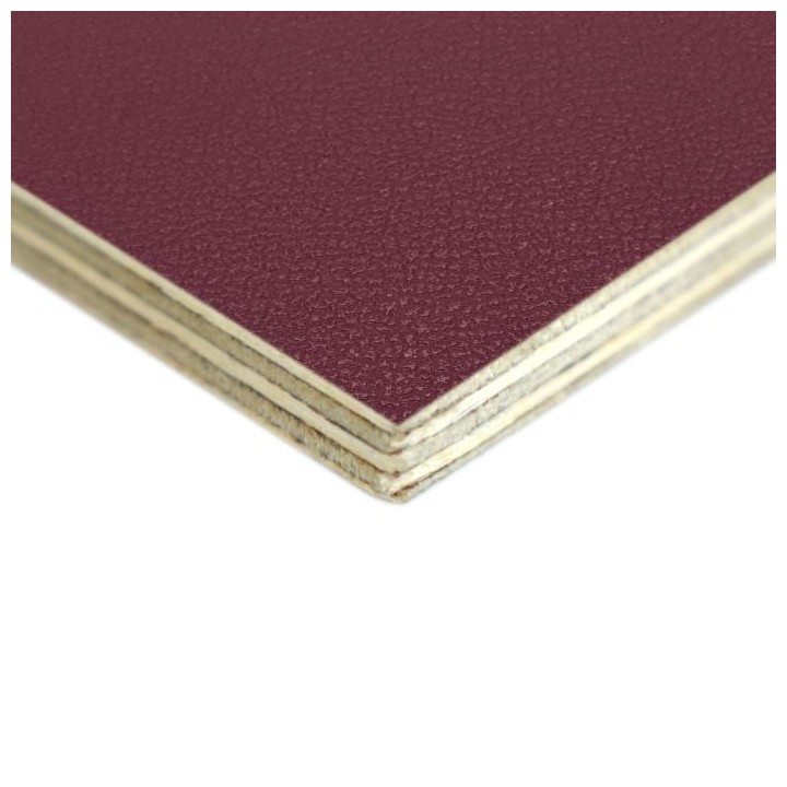6.5mm High Quality Birch Wood Panels with Bordeaux Textured PVC Laminate and Black Backing