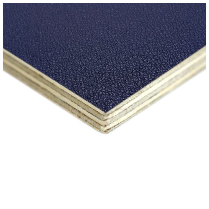 6.5mm High Quality Birch Wood Panels with Cobalt Blue Textured PVC Laminate and Black Backing
