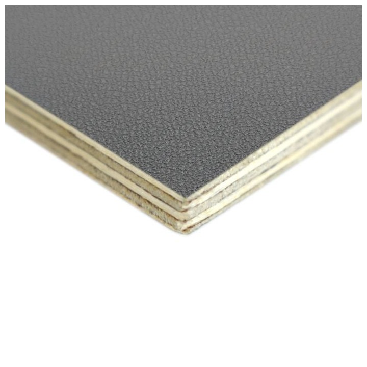 6.5mm High Quality Birch Wood Panels with Grey Textured PVC Laminate and Black Backing