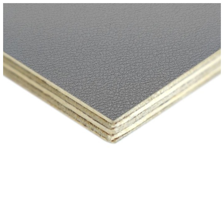 6.5mm High Quality Birch Wood Panels with Light Grey Textured PVC Laminate and Black Backing