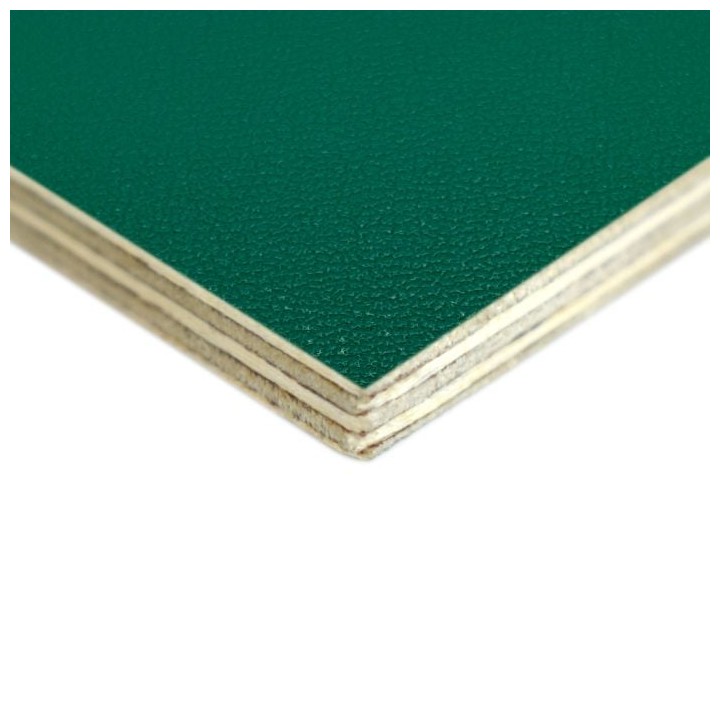 6.5mm High Quality Birch Wood Panels with Mint Green Textured PVC Laminate and Black Backing