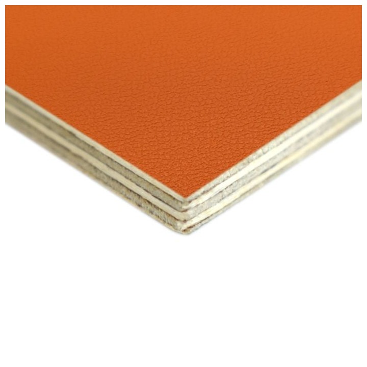 6.5mm High Quality Birch Wood Panels with Orange Textured PVC Laminate and Black Backing