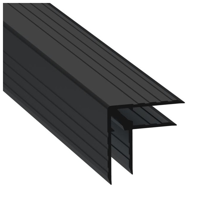 6.8mm Black Double Angle Extrusion with 30mm Legs - 4m Long