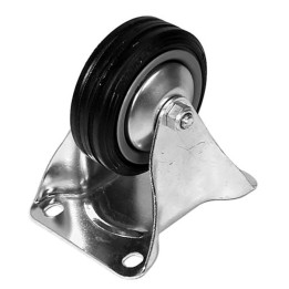 80mm Fixed Castor with Rubber Black Wheel