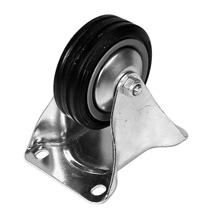 80mm Fixed Castor with Rubber Black Wheel