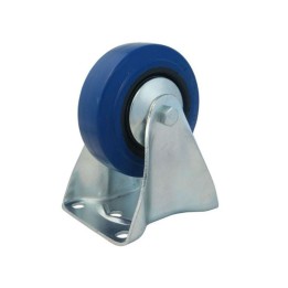80mm Fixed Castor with Rubber Blue Wheel