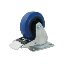 80mm Braked Swivel Castor with Rubber Blue Wheel