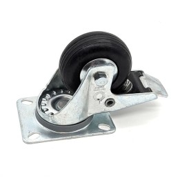 80mm Braked Swivel Castor with Rubber Black Wheel