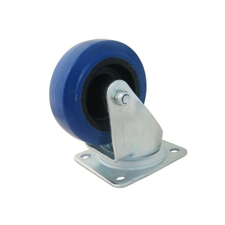 80mm Swivel Castor with Rubber Blue Wheel