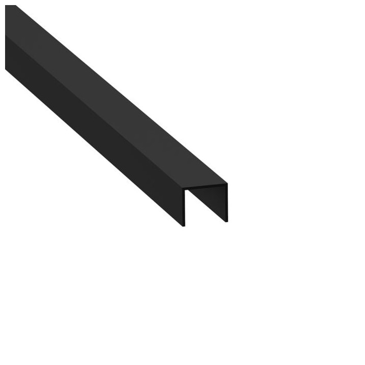 9mm Black Plastic Capping Section with 9.3mm Legs - 2m Long