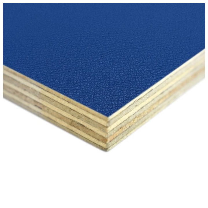9mm High Quality Birch Wood Panels with Blue Textured PVC Laminate and Black Backing
