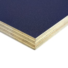 9mm High Quality Birch Wood Panels with Cobalt Blue Textured PVC Laminate and Black Backing