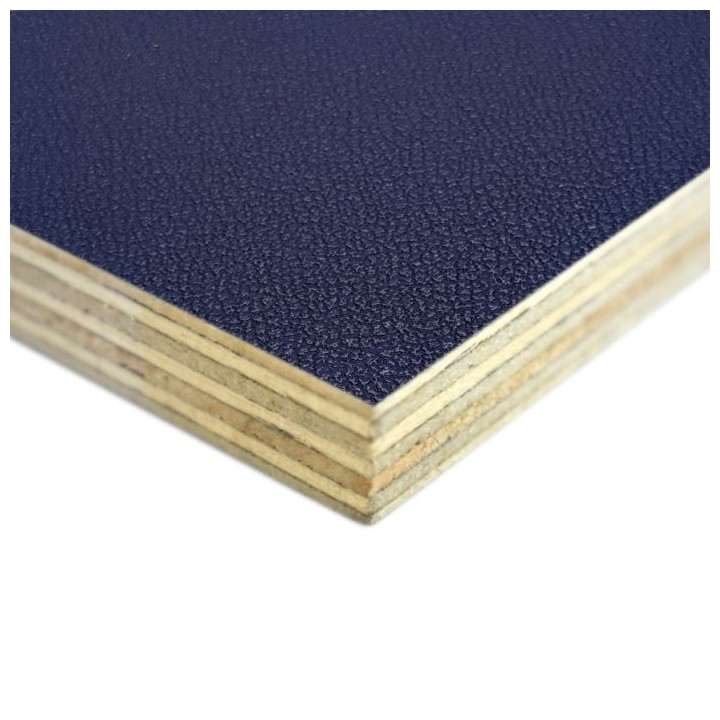 9mm High Quality Birch Wood Panels with Cobalt Blue Textured PVC Laminate and Black Backing