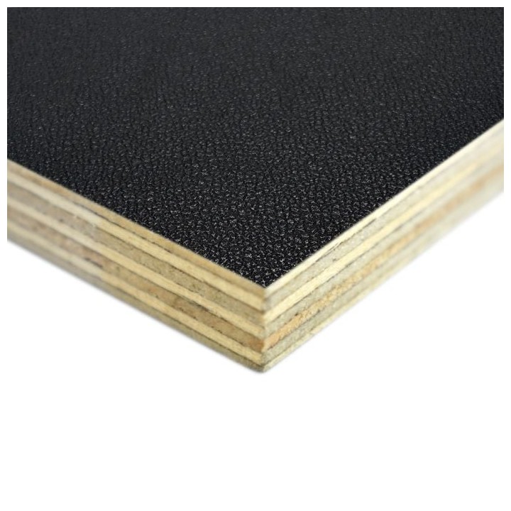 9mm High Quality Birch Wood Panels with Black Textured PVC Laminate