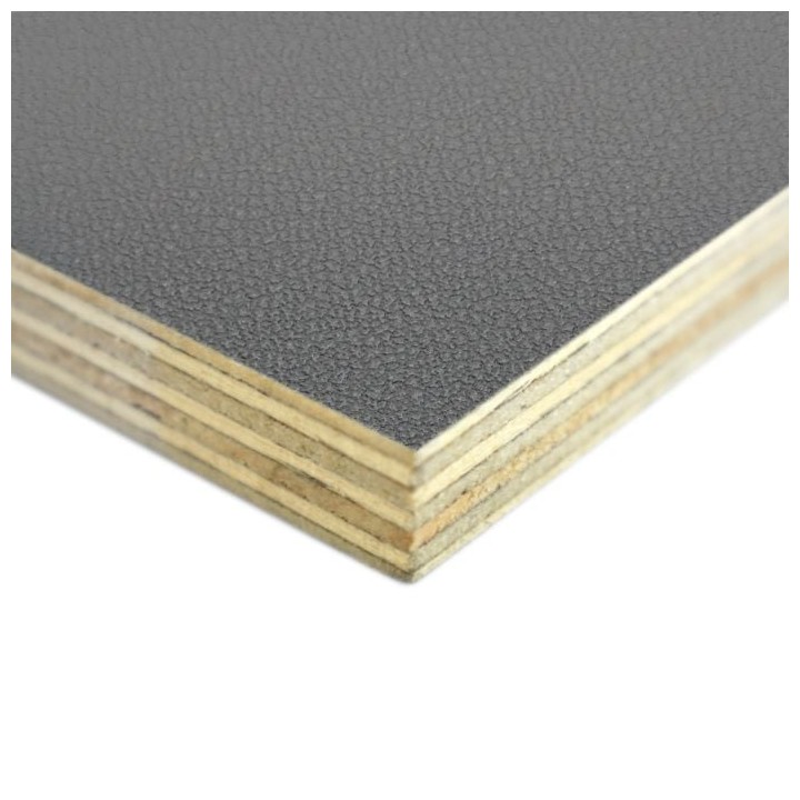 9mm High Quality Birch Wood Panels with Grey Textured PVC Laminate and Black Backing
