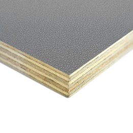 9mm High Quality Birch Wood Panels with Light Grey Textured PVC Laminate and Black Backing