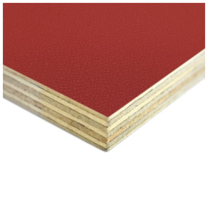 9mm High Quality Birch Wood Panels with Red Textured PVC Laminate and Black Backing