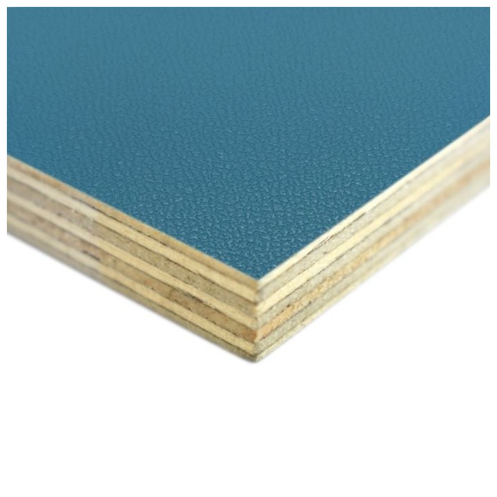 9mm High Quality Birch Wood Panels with Turquoise Textured PVC Laminate and Black Backing