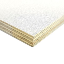 9mm High Quality Birch Wood Panels with White Textured PVC Laminate and Black Backing