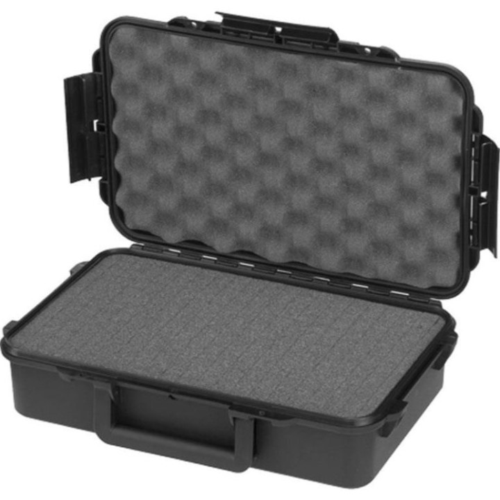 Black, cubed foam, INT 316x195xH81(16+65)mm, EXT 350x230xH86mm, 0,58kg, 4,99L