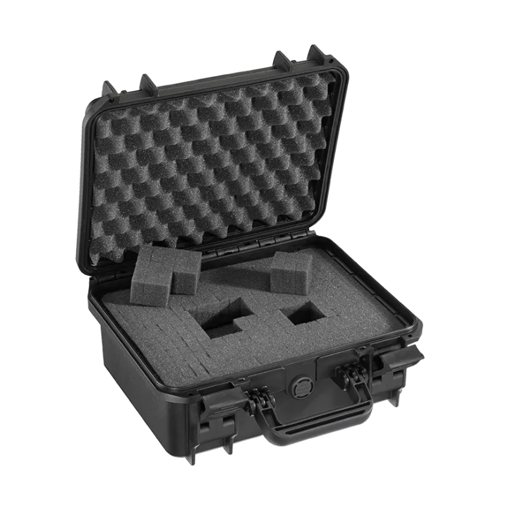 Black, cubed foams, INT 300x225xH132(33+99)mm, EXT 336x300xH148mm, 1,76kg, 8,91L