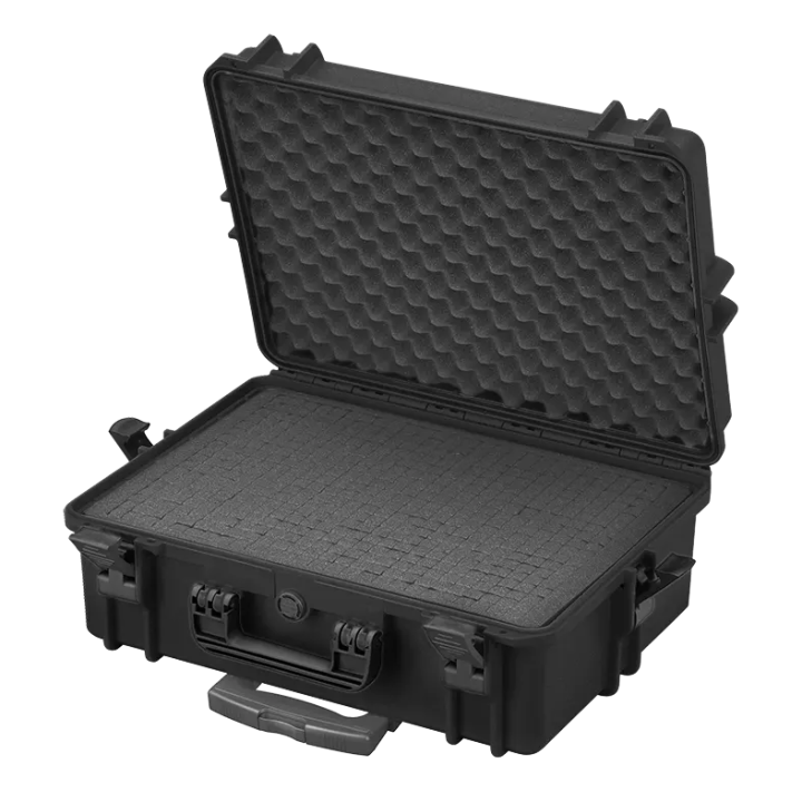Black, cubed foams, INT 500x350xH194(58+136)mm, EXT 555x445xH258mm, 5,54kg, 33,95L