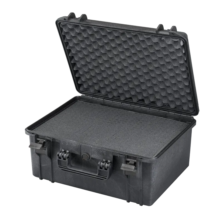 Black, cubed foams, INT 465x335xH220(40+180)mm, EXT 502x415xH246mm, 3,96kg, 34,27L
