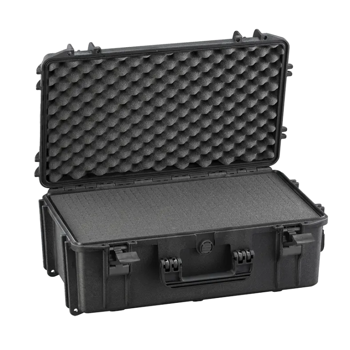 Black, cubed foams, INT 520x290xH200(45+155)mm, EXT 574x361xH225mm, 4,06kg, 4,02L