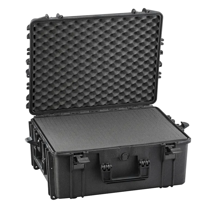 Black, cubed foams, INT 538x405xH245(50+195)mm, EXT 594x473xH270mm, 6,14kg, 53,38L