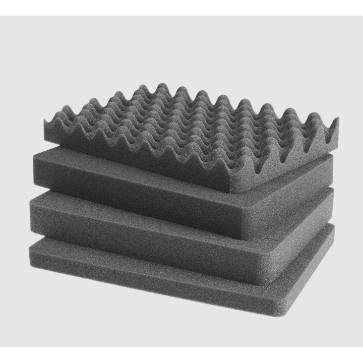 Black, cubed foams, INT 1100x370xH140(45+95)mm, EXT 1177x450xH158mm, 8,8kg, 56,98L