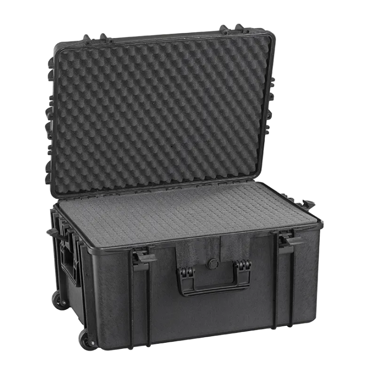 Black, cubed foams , INT 620x460xH340(60+280)mm, EXT 687x528xH366mm, 9,66kg, 96,96L