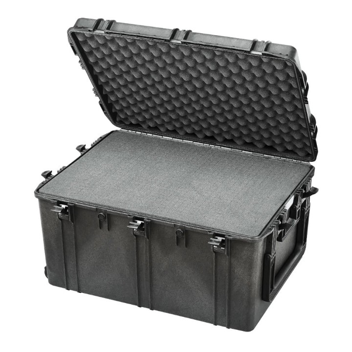 Black, cubed foams, INT 820x600xH450(70+380)mm, EXT 880x660xH483mm, 21kg, 221,4L
