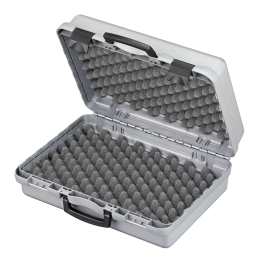 Black/ Gray metallic,  Polypropylene case mm. 482x375x184 with 2 egg foams