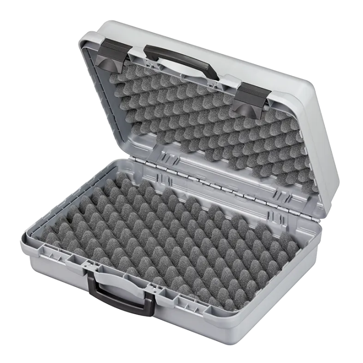Black/ Gray metallic,  Polypropylene case mm. 482x375x184 with 2 egg foams