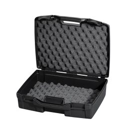 Black/Gray/Transparent,  Polypropylene csae mm. 370 x 310 x 122  with 2 egg foams