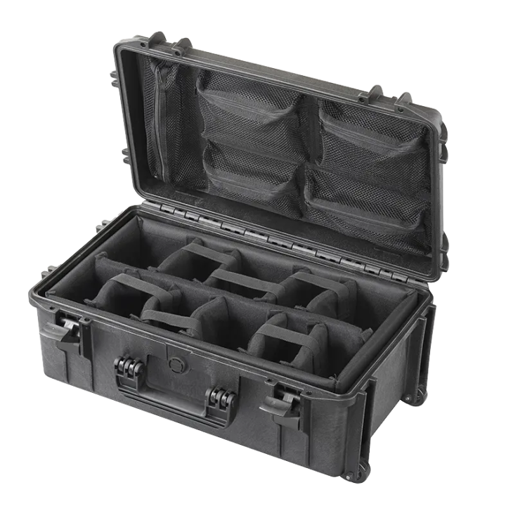 Black, padded dividers + lid organizer + trolley, INT 520x290xH200(45+155)mm, EXT 585x361xH238mm, 6,4kg, 4,02L